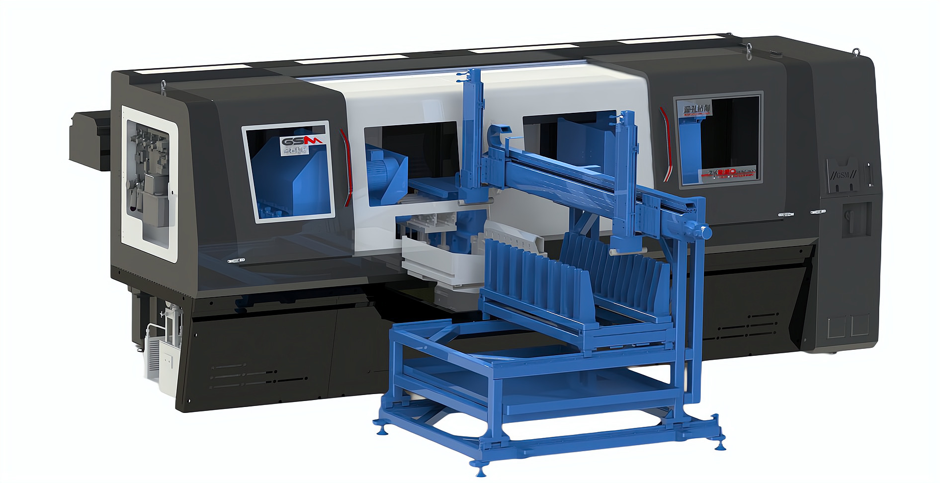 ZK2120×4B/500A 深孔鉆自動化機(jī)型加工新能源電機(jī)軸，單機(jī)自動化